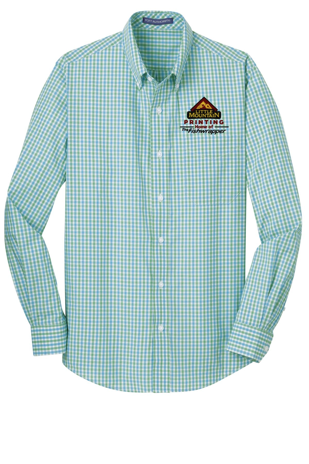 Variant Image for S654 - Port Authority® Long Sleeve Gingham Easy Care Shirt - LMP - 3 Color - Maroon,Black,Gold - Website Little Mountain Printing