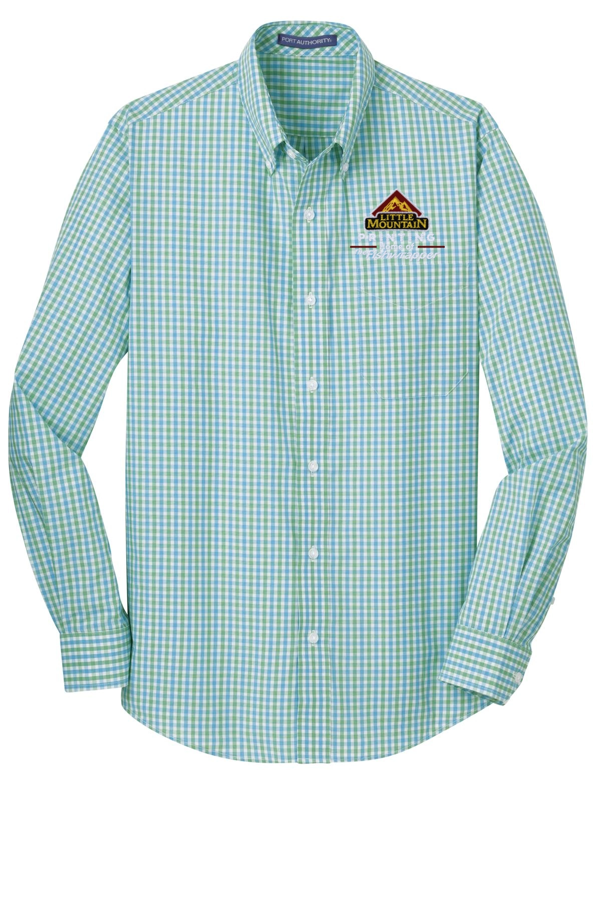 Variant Image for S654 - Port Authority® Long Sleeve Gingham Easy Care Shirt - LMP - 3 Color - Maroon,White,Gold - Website Little Mountain Printing
