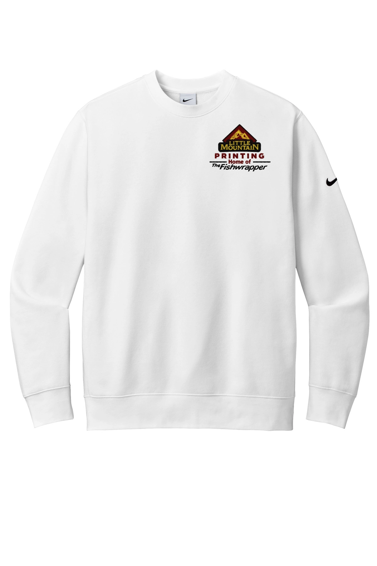 Variant Image for NKFD9863 - Nike Club Fleece Sleeve Swoosh Crew - LMP - 3-Color Black - Website Little Mountain Printing