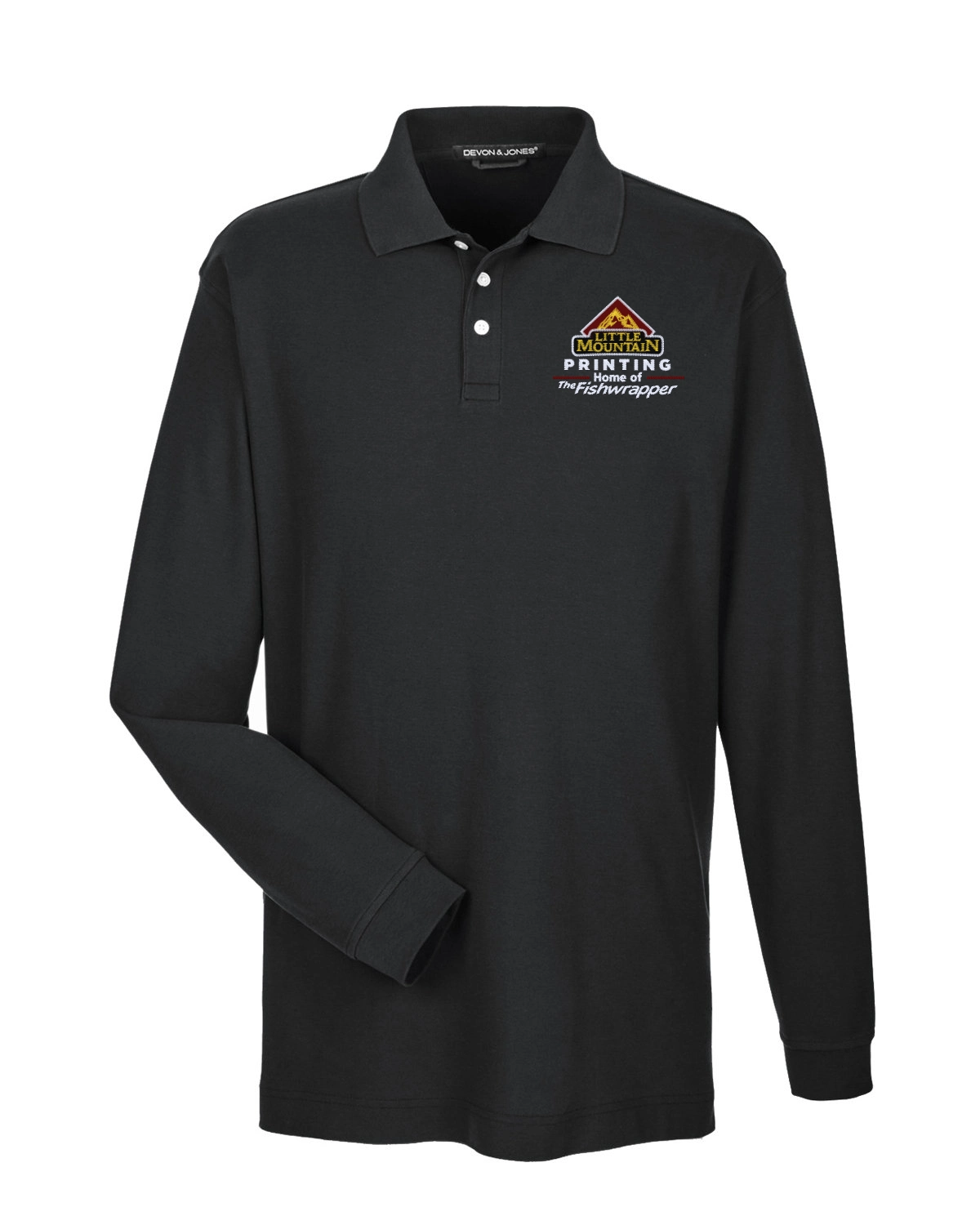 Variant Image for D110 - Devon & Jones - Men's Pima Piqué Long-Sleeve Polo - LMP - 3 Color - Maroon,White,Gold - Website Little Mountain Printing