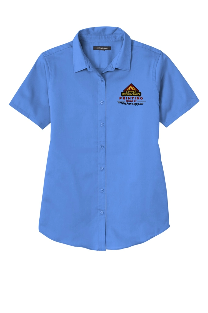 Variant Image for LW809 - Port Authority® Women's Short Sleeve SuperPro React ™ Twill Shirt - LMP - 3-Color Black - Website Little Mountain Printing