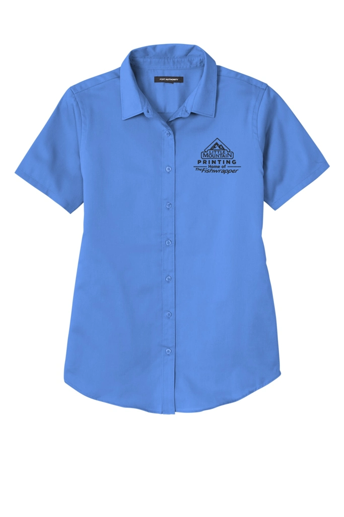 Variant Image for LW809 - Port Authority® Women's Short Sleeve SuperPro React ™ Twill Shirt - LMP - 1 Color - Black - Website Little Mountain Printing