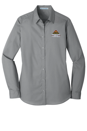 Variant Image for LW100 - Port Authority® Women's Long Sleeve Carefree Poplin Shirt - LMP - 3-Color White - Website Little Mountain Printing
