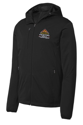 Variant Image for J719 - Port Authority® Active Hooded Soft Shell Jacket. - LMP - 3 Color - Maroon,White,Gold - Website Little Mountain Printing