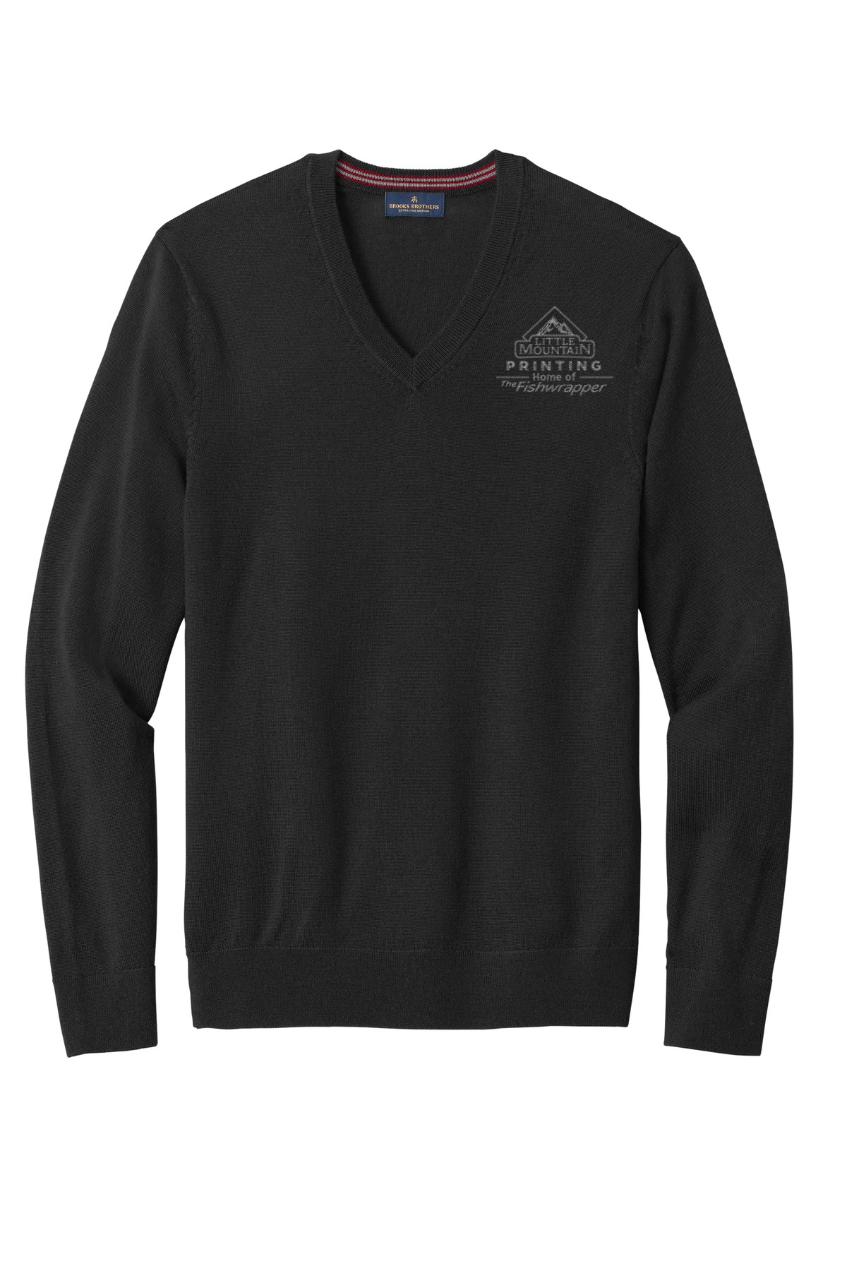Variant Image for BB18410 - Brooks Brothers ® Washable Merino V-Neck Sweater - LMP - 1 Color - Tone on Tone - Website Little Mountain Printing