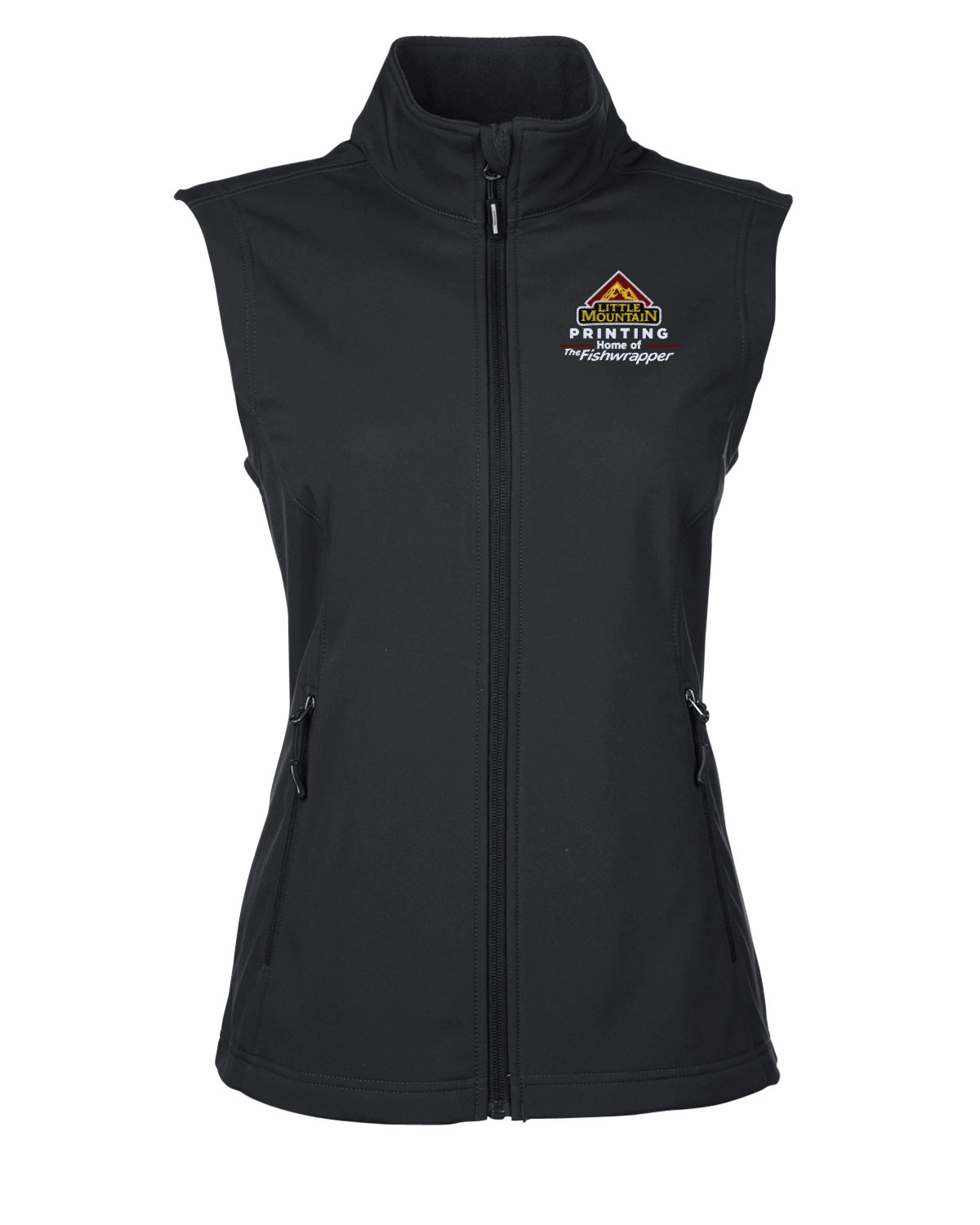 Variant Image for CE701W  - CORE365 Ladies' Cruise Two-Layer Fleece Bonded Soft Shell Vest - LMP - 3-Color White - Website Little Mountain Printing