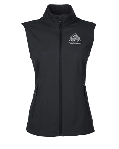 Variant Image for CE701W  - CORE365 Ladies' Cruise Two-Layer Fleece Bonded Soft Shell Vest - LMP - 1 Color - White - Website Little Mountain Printing