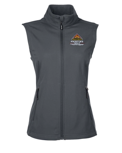 Variant Image for CE701W  - CORE365 Ladies' Cruise Two-Layer Fleece Bonded Soft Shell Vest - LMP - 3-Color White - Website Little Mountain Printing