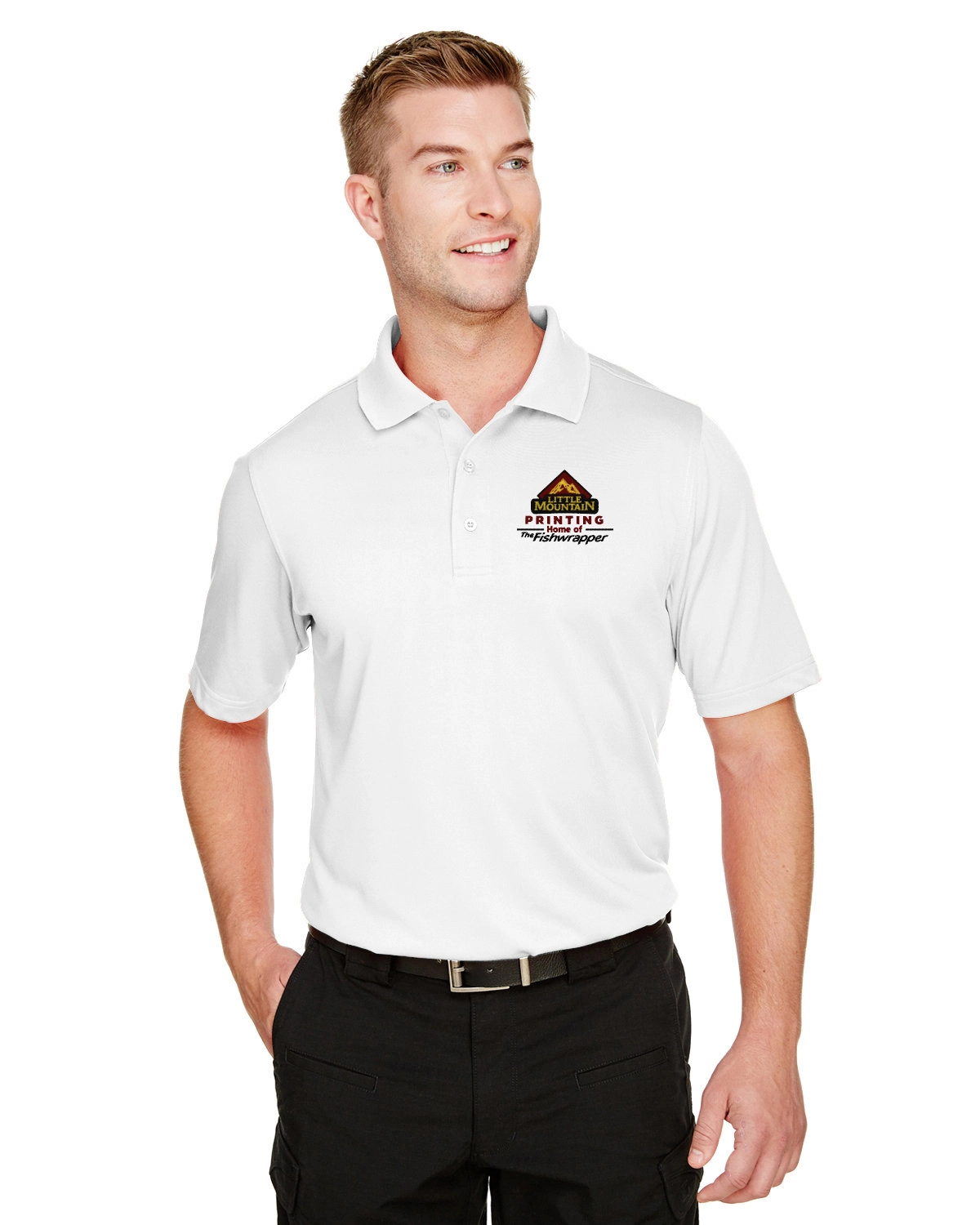 Variant Image for M348 -  Harriton Men's Advantage Snag Protection Plus Polo - LMP - 3-Color Black - Website Little Mountain Printing