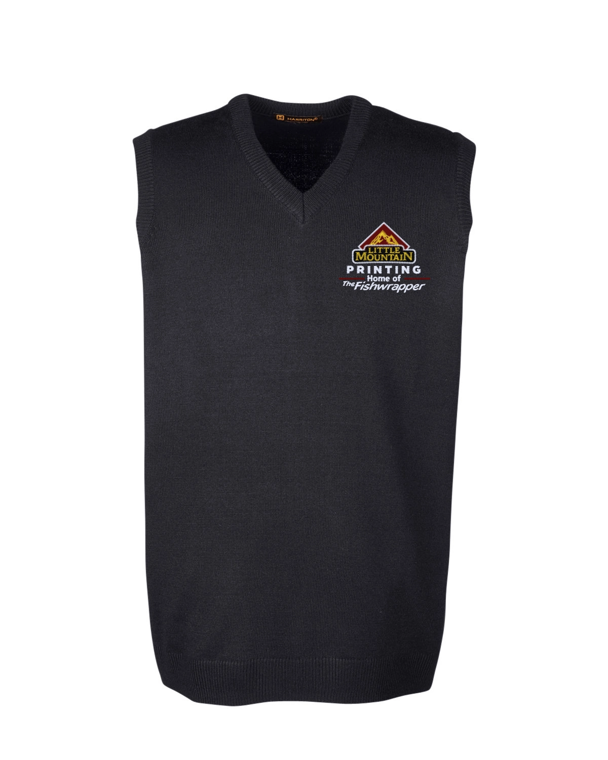 Variant Image for M415 - Harriton Men's Pilbloc™ V-Neck Sweater Vest - LMP - 3-Color White - Website Little Mountain Printing