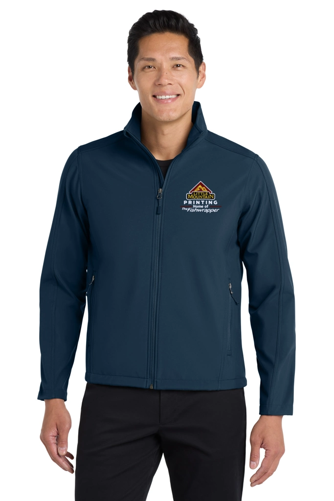 Variant Image for TLJ317 - Port Authority® Tall Core Soft Shell Jacket - LMP - 3-Color White - Website Little Mountain Printing
