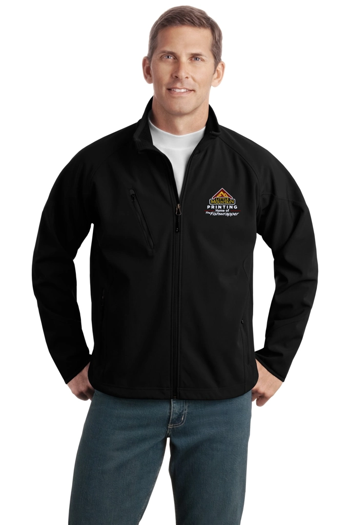 Variant Image for TLJ705 - Port Authority® Tall Textured Soft Shell Jacket - LMP - 3-Color White - Website Little Mountain Printing