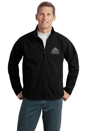 Variant Image for TLJ705 - Port Authority® Tall Textured Soft Shell Jacket - LMP - 1 Color - White - Website Little Mountain Printing