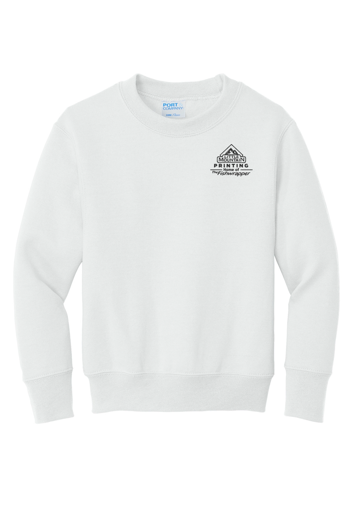 Variant Image for PC90Y - Port & Company® Youth Core Fleece Crewneck Sweatshirt - LMP - 1 Color - Black - Website Little Mountain Printing