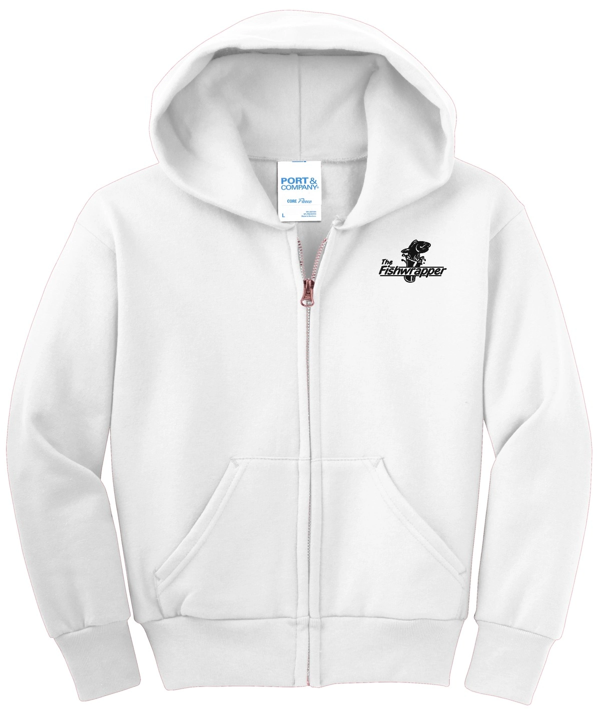 Variant Image for PC90YZH - Port & Company® Youth Core Fleece Full-Zip Hooded Sweatshirt - FW - 1 Color Black - Website Little Mountain Printing