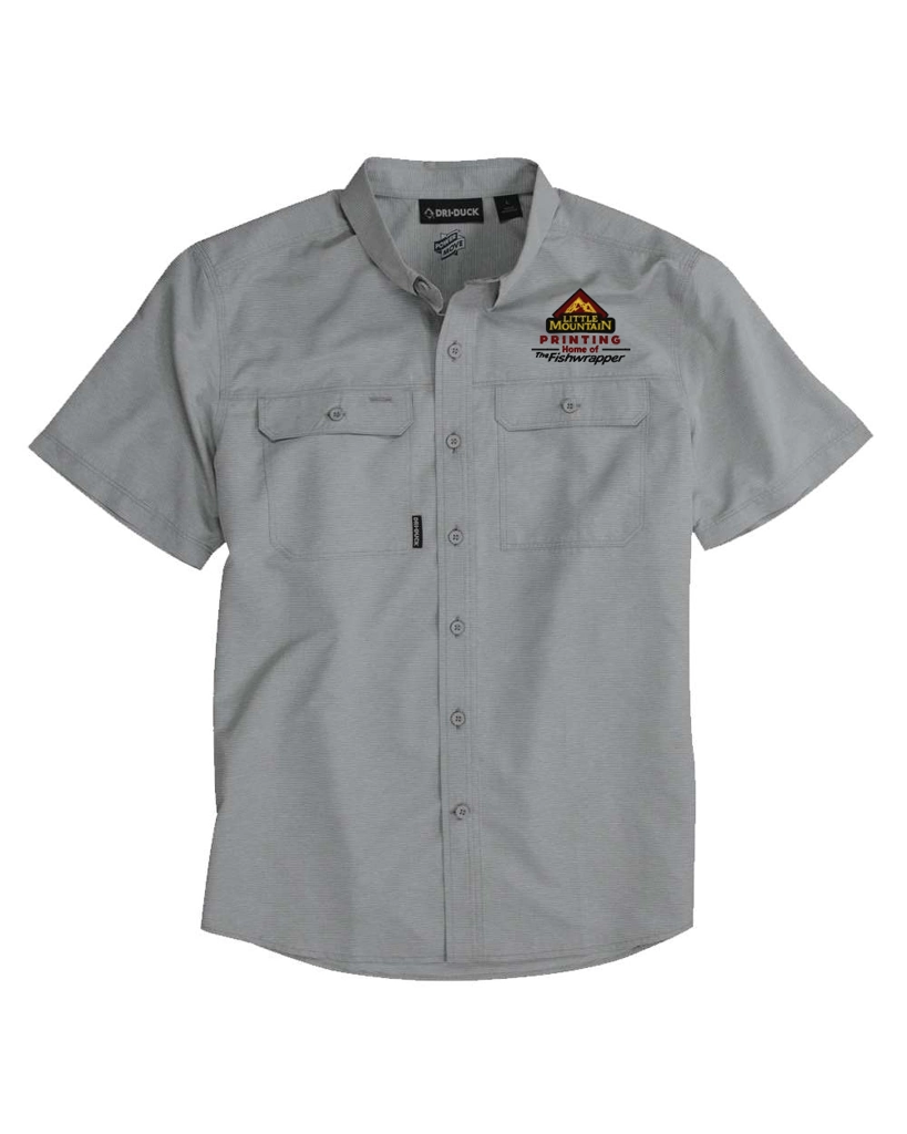 Variant Image for 4445 - DRI DUCK Men's Crossroad Woven Short Sleeve Shirt - LMP - 3-Color Black - Website Little Mountain Printing