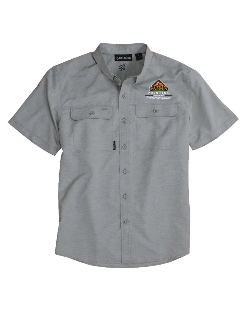 Variant Image for 4445 - DRI DUCK Men's Crossroad Woven Short Sleeve Shirt - LMP - 3-Color White - Website Little Mountain Printing