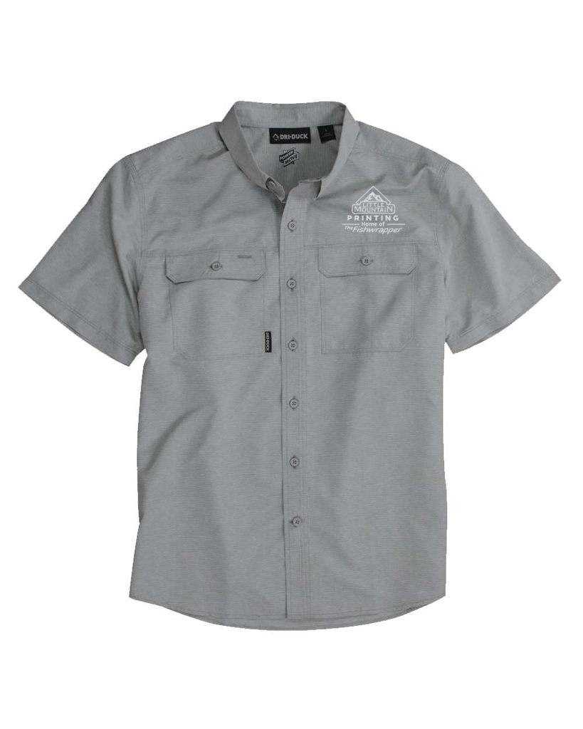 Variant Image for 4445 - DRI DUCK Men's Crossroad Woven Short Sleeve Shirt - LMP - 1 Color - White - Website Little Mountain Printing