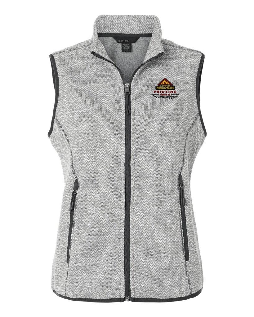 Variant Image for NE731W - North End Women's Jasper Jacquard Fleece Vest - LMP - 3-Color Black - Website Little Mountain Printing