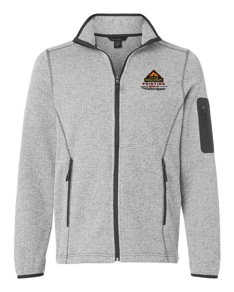 Variant Image for NE730 - North End Men's Jasper Full-Zip Fleece Jacket - LMP - 3-Color Black - Website Little Mountain Printing