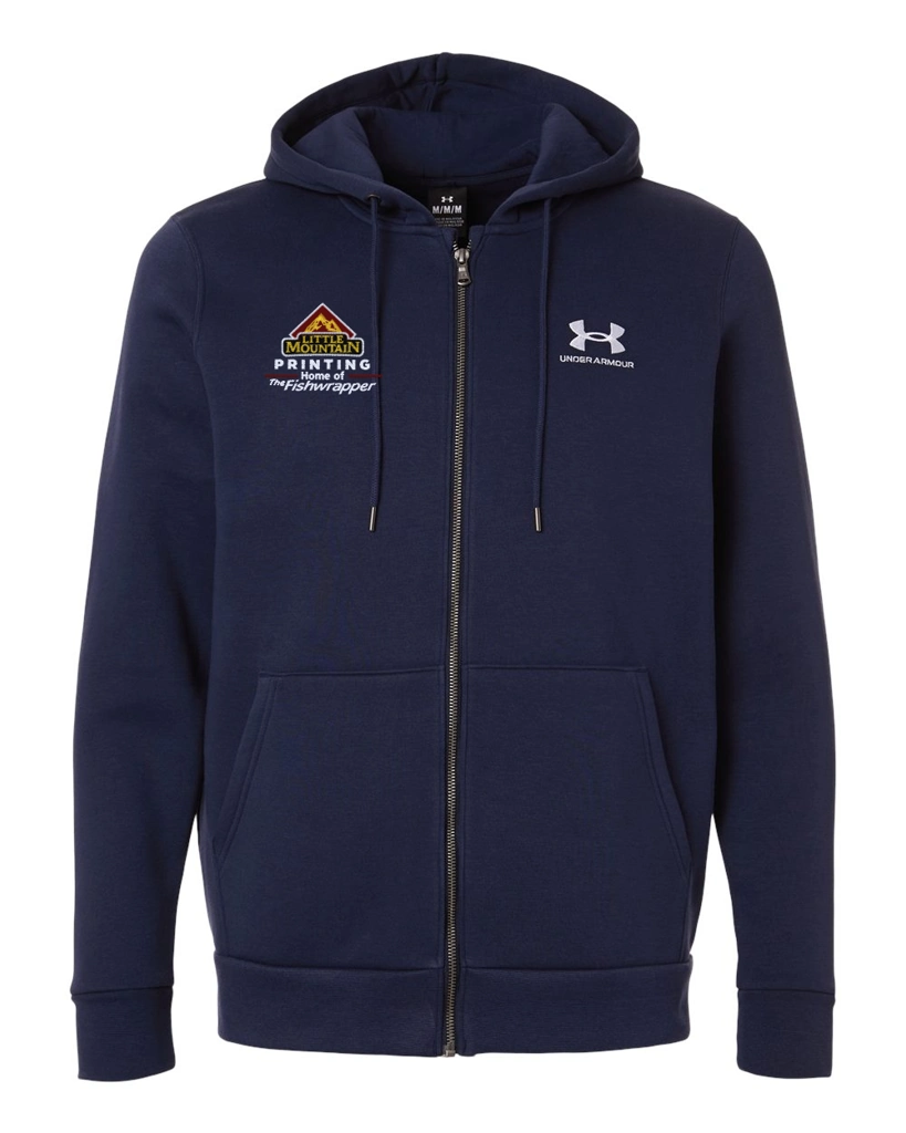 Variant Image for 1373881 - Under Armour Men's Icon Fleece Hooded Full-Zip - LMP - 3-Color White - Website Little Mountain Printing