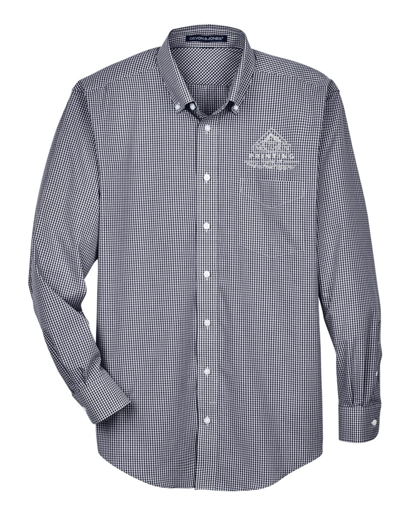 Variant Image for D640 - Devon & Jones Men's Crown Collection® Gingham Check Woven Dress Shirt - LMP - 1 Color - White - Website Little Mountain Printing