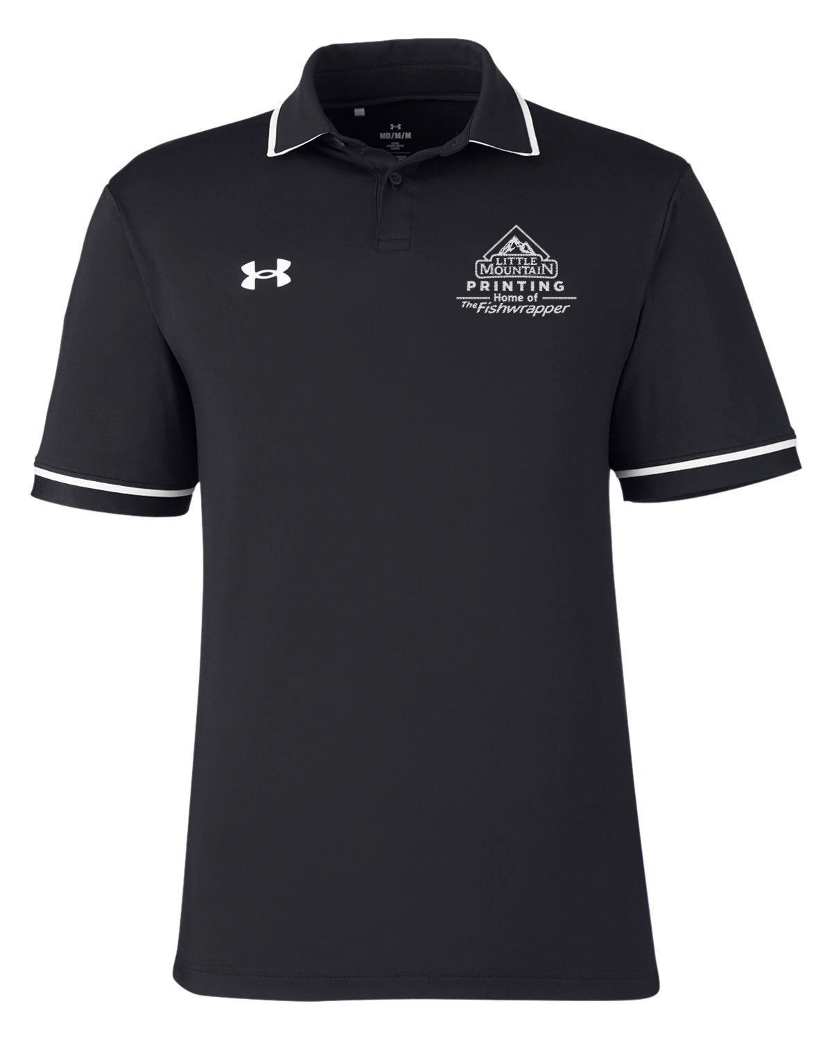 Variant Image for 1376904 - Men's Tipped Teams Performance Polo - LMP - 1 Color - White - Website Little Mountain Printing