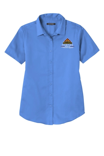 Variant Image for LW809 - Port Authority® Women's Short Sleeve SuperPro React ™ Twill Shirt - LMP - 3-Color White - Website Little Mountain Printing