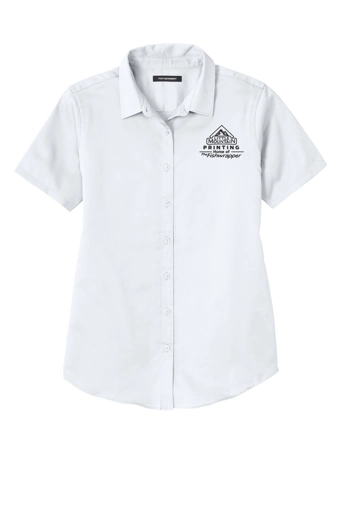 Variant Image for LW809 - Port Authority® Women's Short Sleeve SuperPro React ™ Twill Shirt - LMP - 1 Color - Black - Website Little Mountain Printing