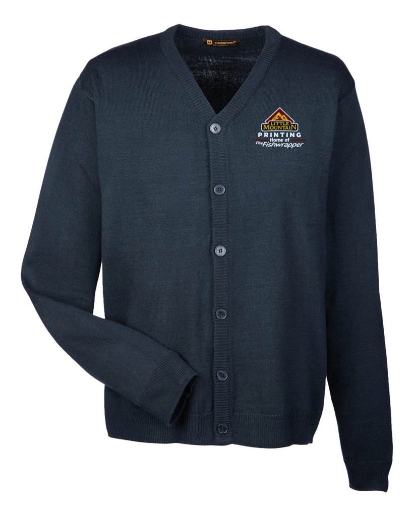 Variant Image for M425 - Harriton Men's Pilbloc™ V-Neck Button Cardigan Sweater - LMP - 3-Color White - Website Little Mountain Printing
