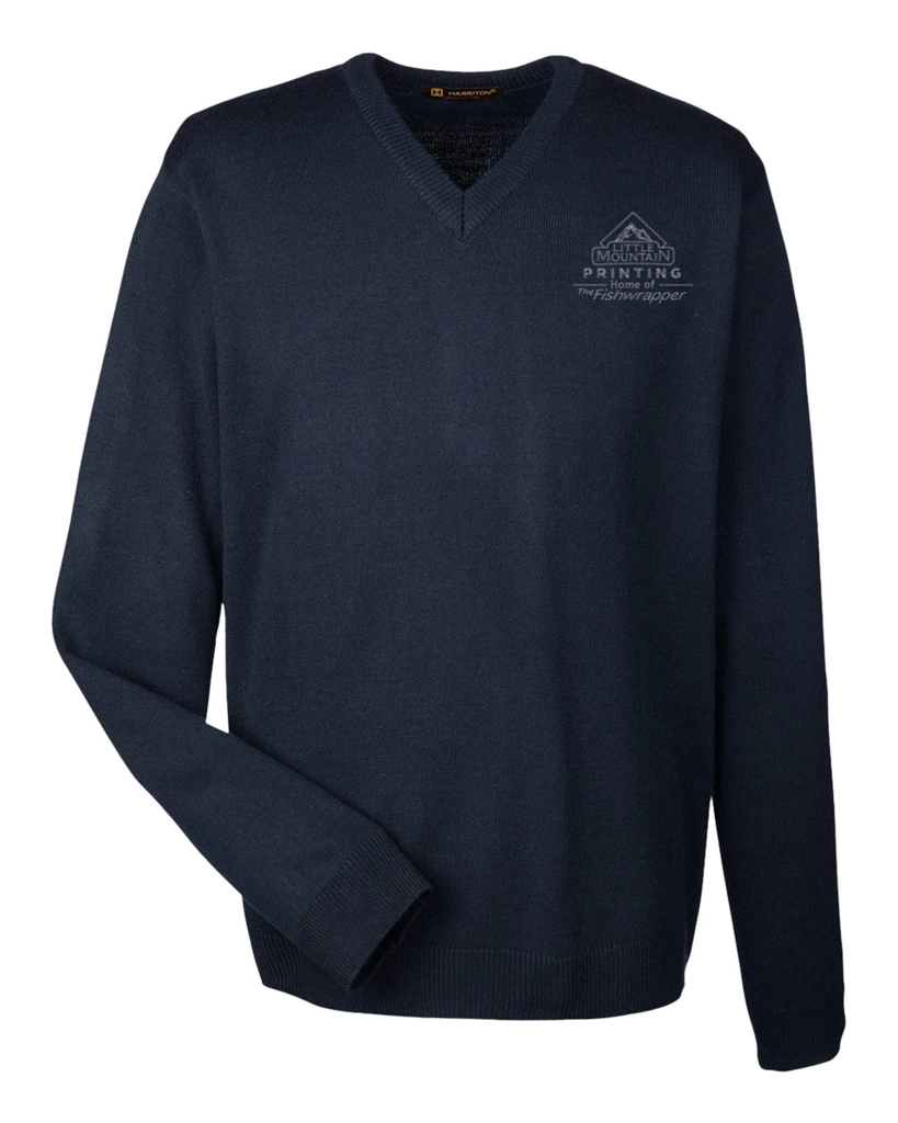 Variant Image for M420 - Harriton Men's Pilbloc™ V-Neck Sweater  - LMP - 1 Color - Tone on Tone - Website Little Mountain Printing