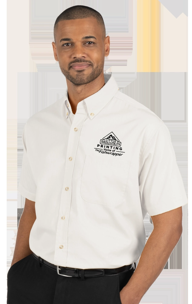 Variant Image for BG7216S - Men's S/S Superblend Poplin Shirt with Bone Buttons - LMP - 1 Color - Black - Website Little Mountain Printing