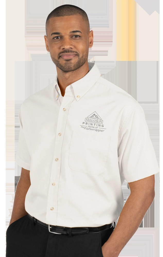 Variant Image for BG7216S - Men's S/S Superblend Poplin Shirt with Bone Buttons - LMP - 1 Color - Tone on Tone - Website Little Mountain Printing