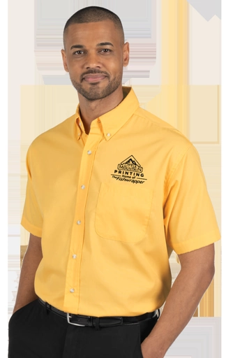 Variant Image for BG7216S - Men's S/S Superblend Poplin Shirt with Bone Buttons - LMP - 1 Color - Black - Website Little Mountain Printing