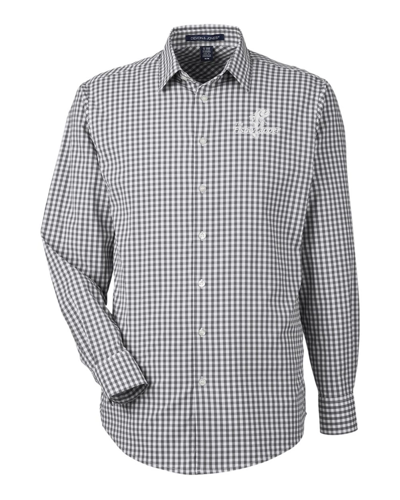 Variant Image for DG536 - Devon & Jones Men's CrownLux Performance® Gingham Dress Shirt - FW - 1 Color White - Website Little Mountain Printing