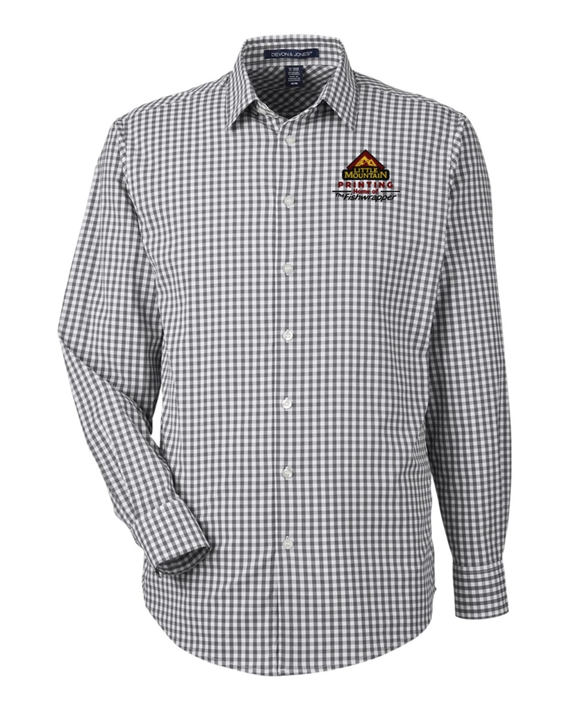 Variant Image for DG536 - Devon & Jones Men's CrownLux Performance® Gingham Dress Shirt - LMP - 3-Color Black - Website Little Mountain Printing