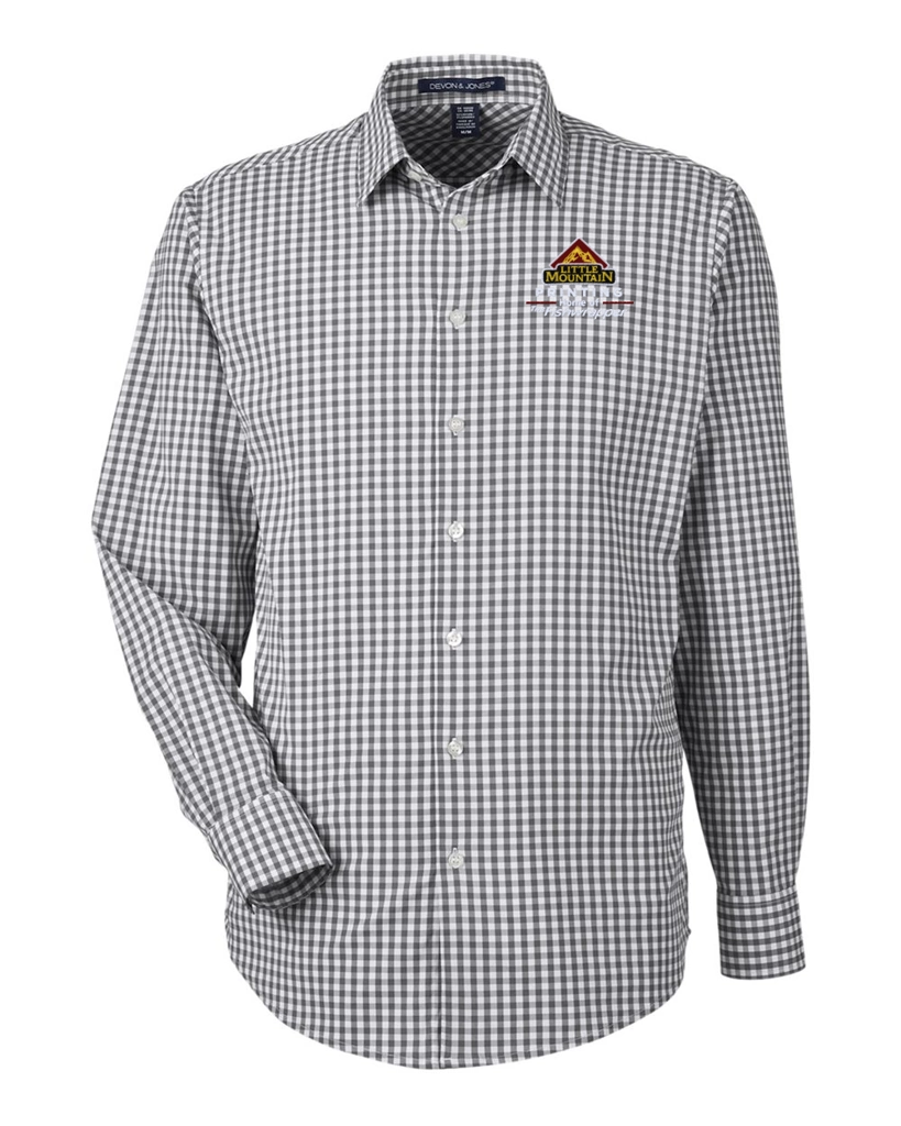 Variant Image for DG536 - Devon & Jones Men's CrownLux Performance® Gingham Dress Shirt - LMP - 3-Color White - Website Little Mountain Printing