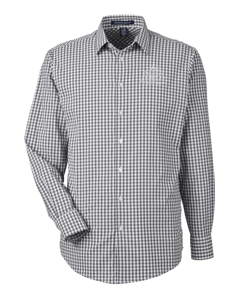 Variant Image for DG536 - Devon & Jones Men's CrownLux Performance® Gingham Dress Shirt - LMP - 1 Color - White - Website Little Mountain Printing