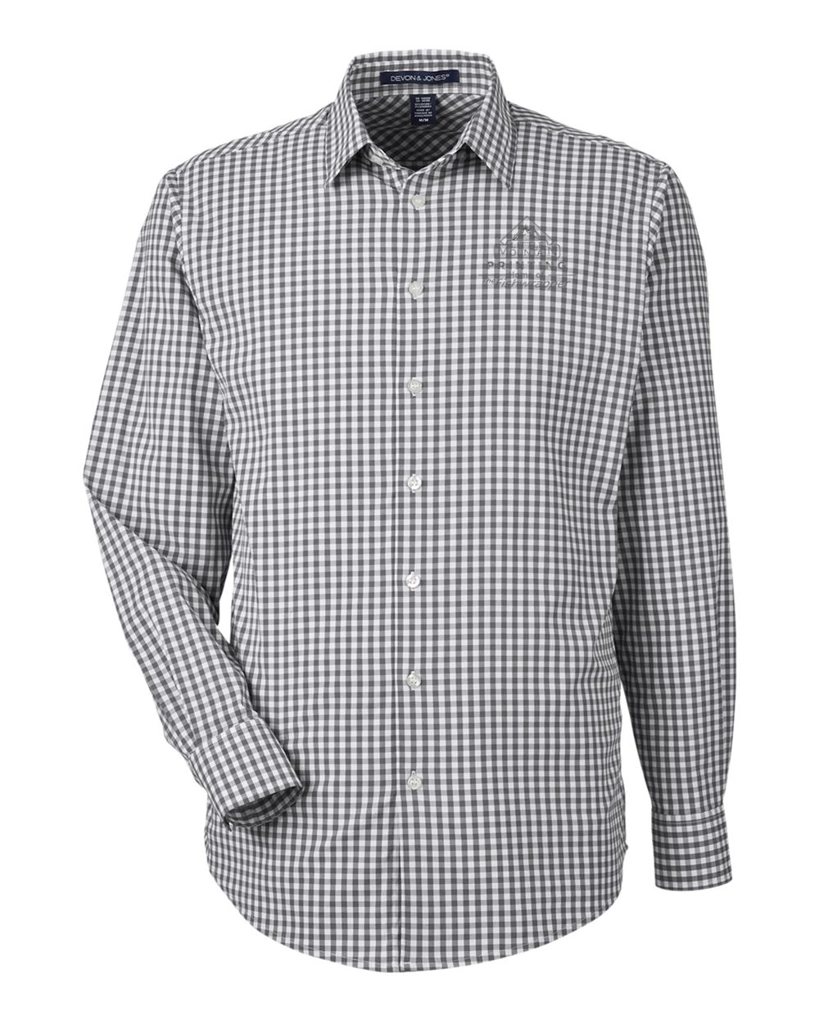 Variant Image for DG536 - Devon & Jones Men's CrownLux Performance® Gingham Dress Shirt - LMP - 1 Color - Tone on Tone - Website Little Mountain Printing