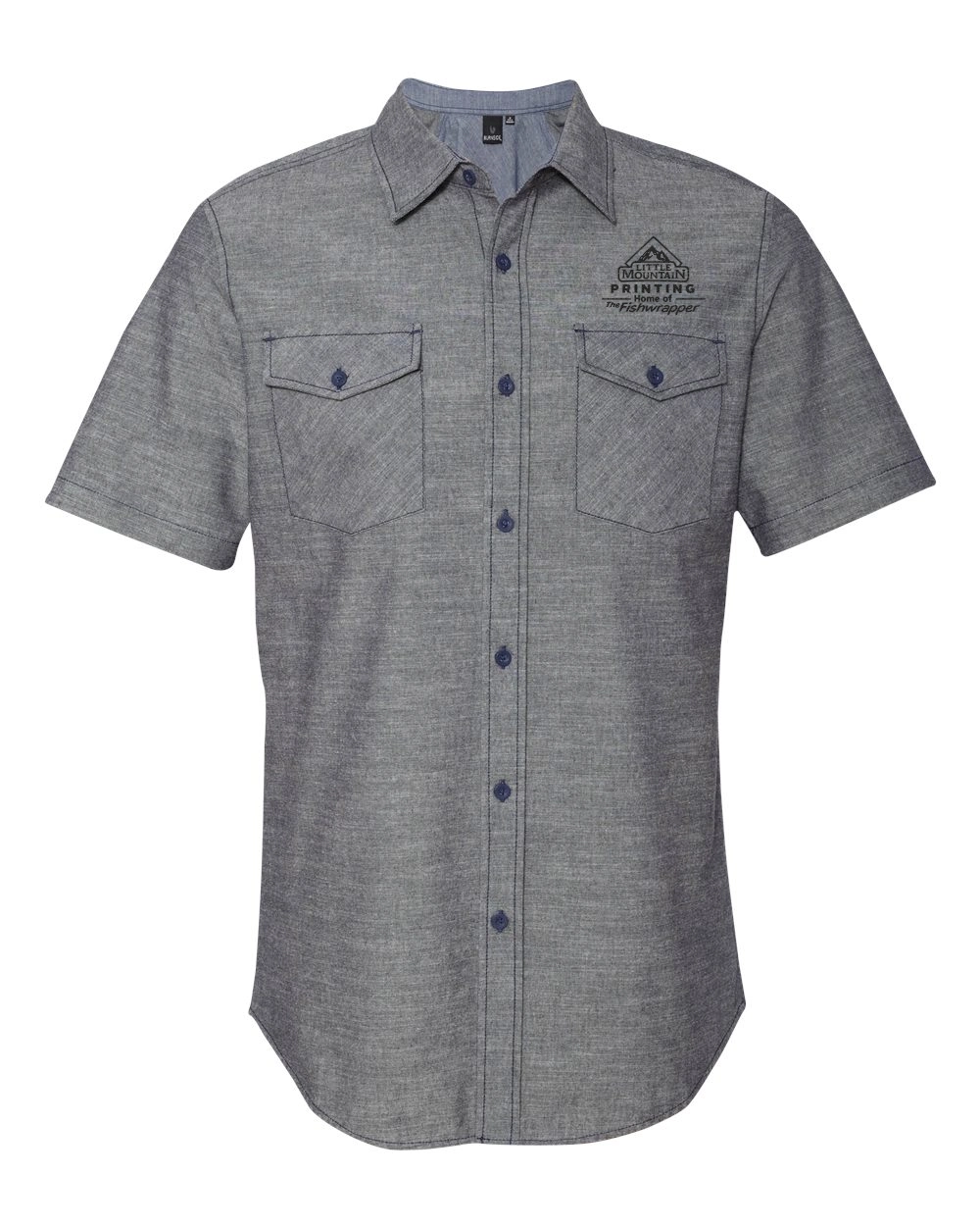 Variant Image for 9255 - Burnside - Chambray Short Sleeve Shirt - LMP - 1 Color - Black - Website Little Mountain Printing