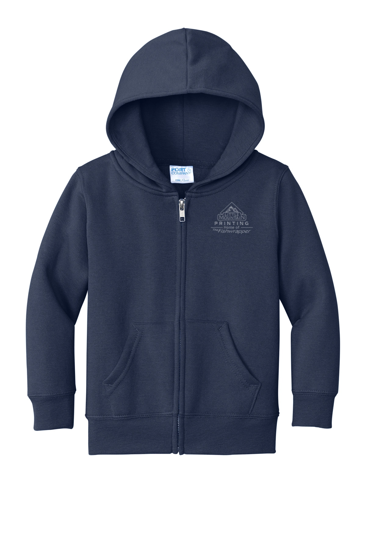 Variant Image for CAR78TZH - Port & Company® Toddler Core Fleece Full-Zip Hooded Sweatshirt - LMP - 1 Color - Two Tone - Website Little Mountain Printing
