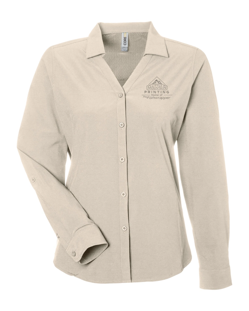Variant Image for CE510LW  - CORE365 Ladies' Ultra UVP® Long-Sleeve Marina Shirt - LMP - 1 Color - Two Tone - Website Little Mountain Printing