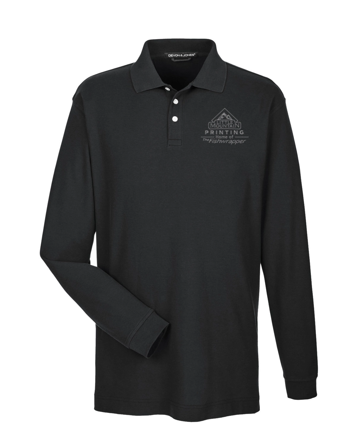 Variant Image for D110 - Devon & Jones - Men's Pima Piqué Long-Sleeve Polo - LMP - 1 Color - Two Tone - Website Little Mountain Printing