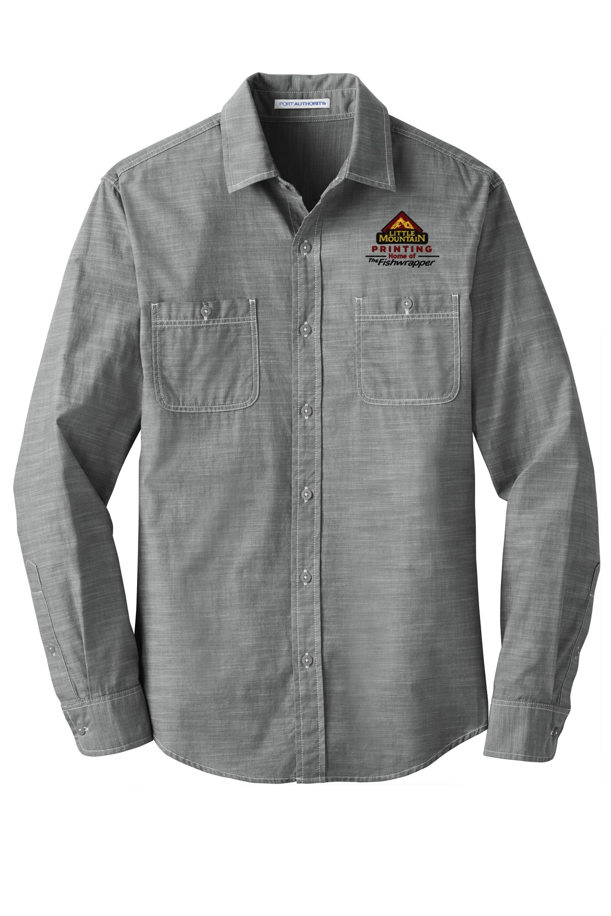Variant Image for W380 - Port Authority® Slub Chambray Shirt. - LMP - 3 Color - Maroon,Black,Gold - Website Little Mountain Printing
