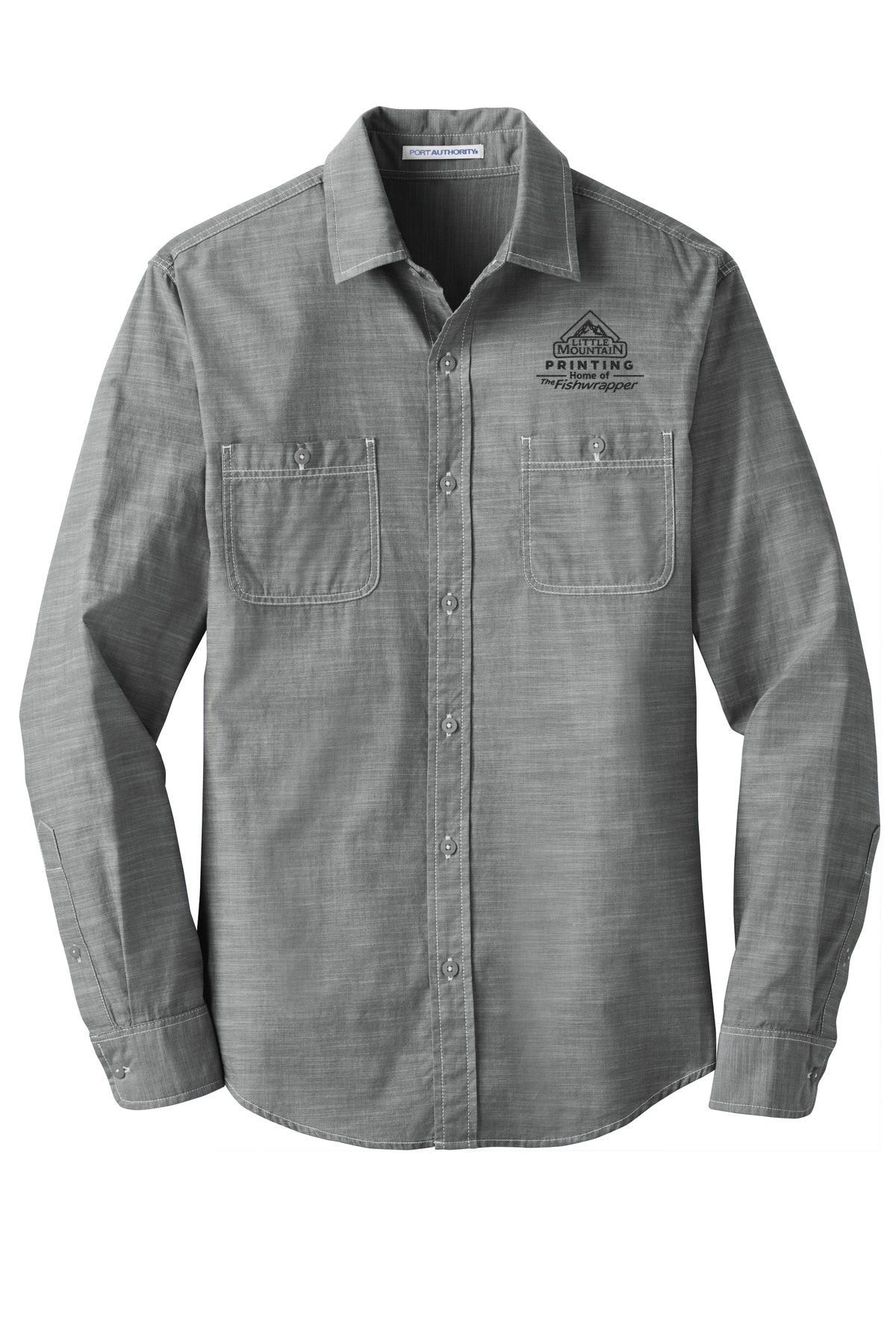 Variant Image for W380 - Port Authority® Slub Chambray Shirt. - LMP - 1 Color - Black - Website Little Mountain Printing