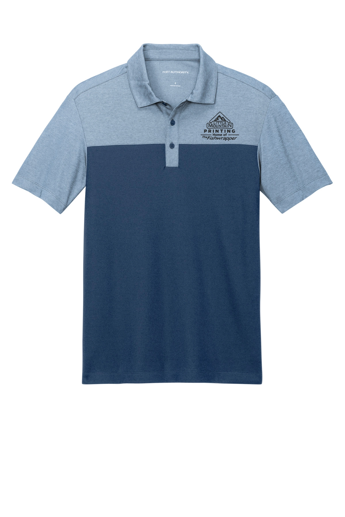 Variant Image for K831 - Port Authority® Fine Pique Blend Blocked Polo - LMP - 1 Color - Black - Website Little Mountain Printing