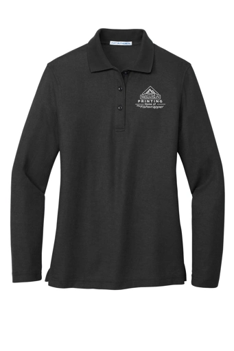 Variant Image for L500LS  - Port Authority® Women's Silk Touch™ Long Sleeve Polo - LMP - 1 Color - White - Website Little Mountain Printing