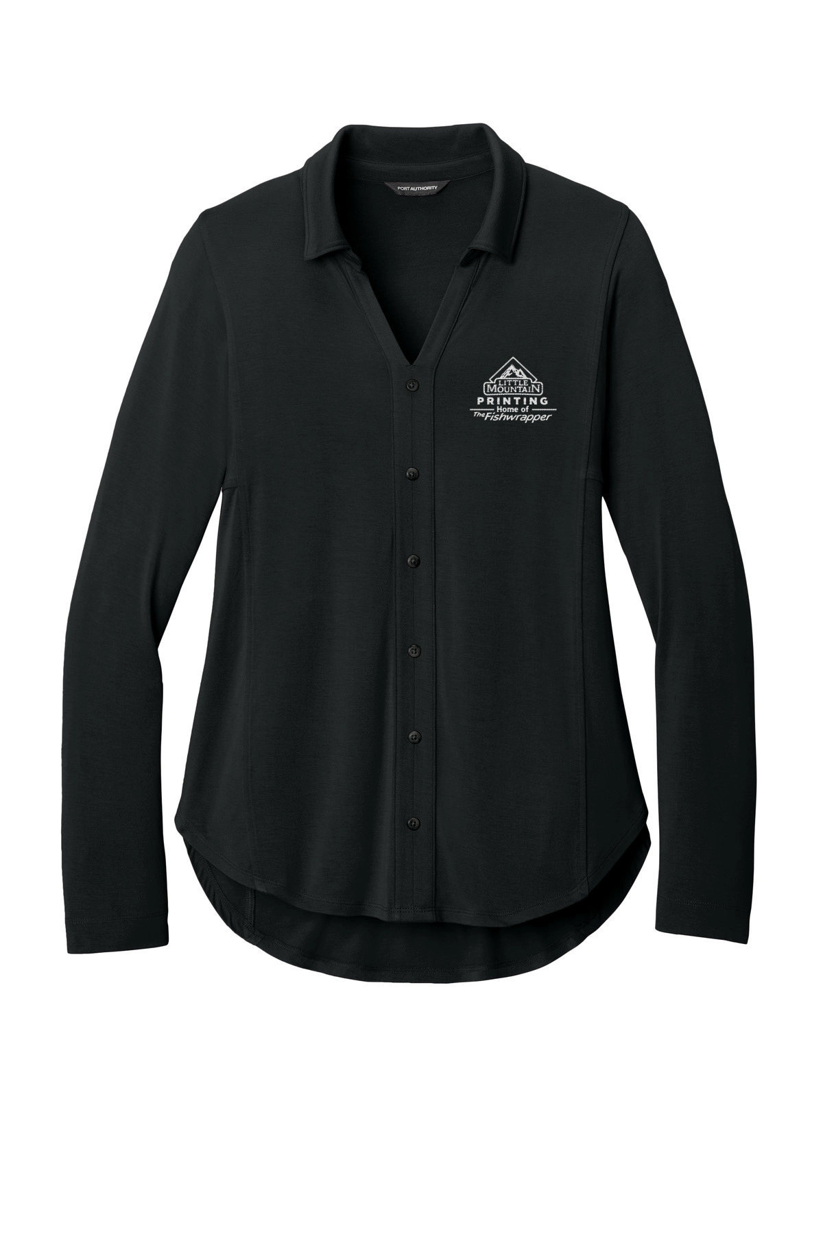 Variant Image for LK5602  - Port Authority® Women’s Luxe Knit Button Tunic - LMP - 1 Color - White - Website Little Mountain Printing