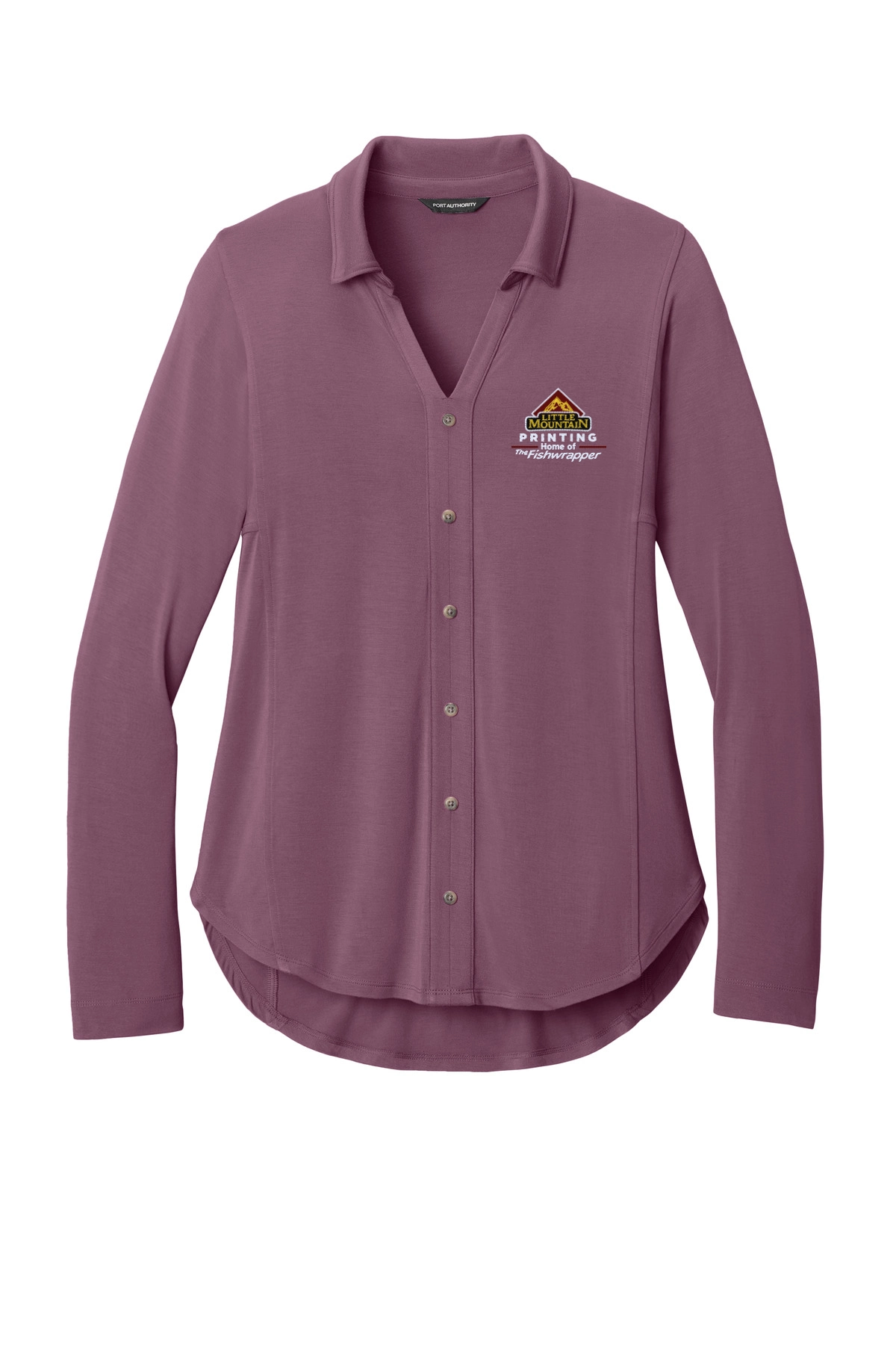 Variant Image for LK5602  - Port Authority® Women’s Luxe Knit Button Tunic - LMP - 3 Color - Maroon,White,Gold - Website Little Mountain Printing