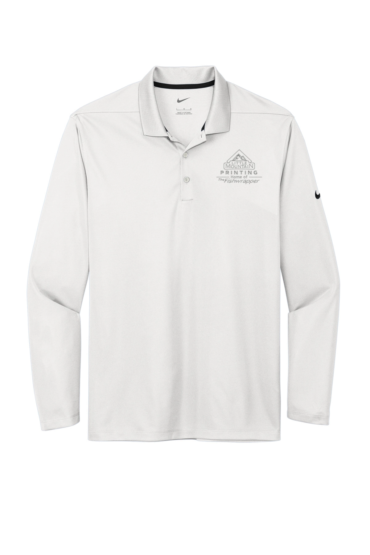 Variant Image for NKDC2104 - Nike Dri-FIT Micro Pique 2.0 Long Sleeve Polo - LMP - 1 Color - Two Tone - Website Little Mountain Printing